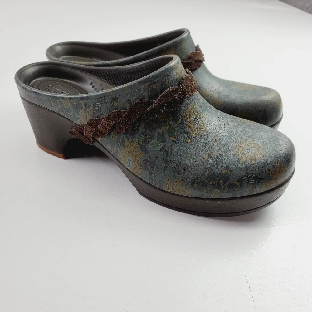CROCS Women Sarah Crosslite Floral Dual Comfort Heel Clogs Mules  Size W7 - Picture 3 of 10